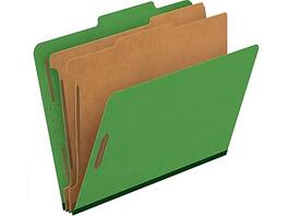 Pendaflex - Pressboard Classification Folder, 2-Dividers, 2 1/2" Expansion, Letter Size, Dark 10/Box - Green
