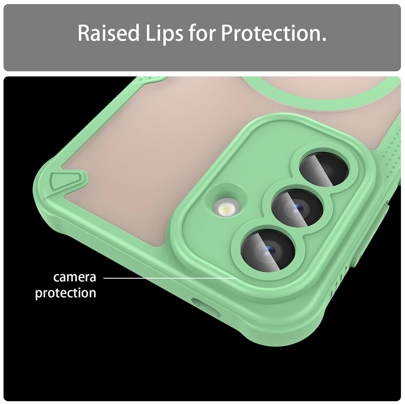 Raised Lips for Protection.  
camera protection