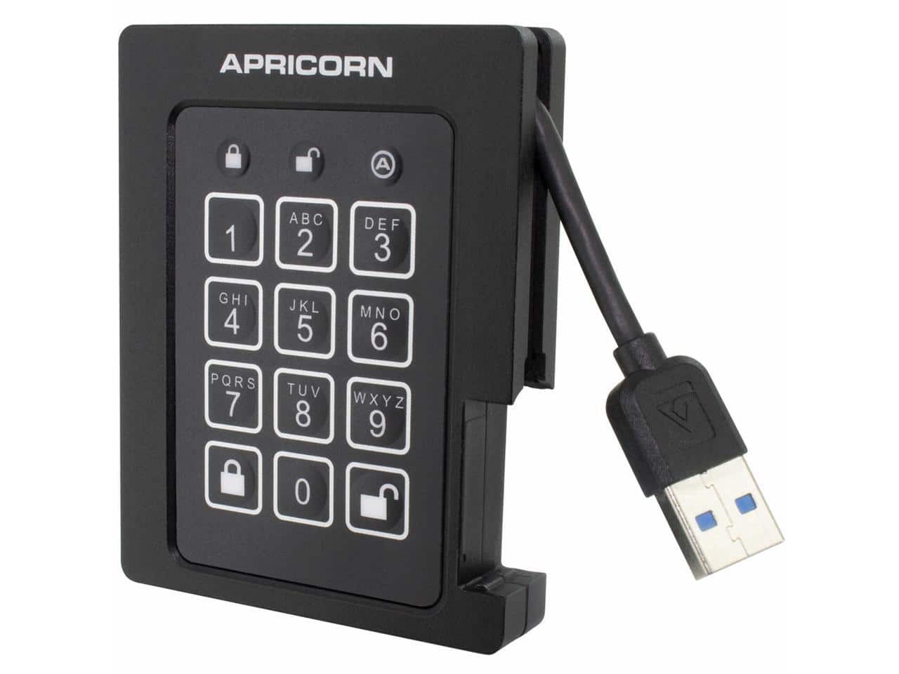 4TB Apricorn Aegis Padlock USB3.0 External Solid State Drive - Black - Unknown