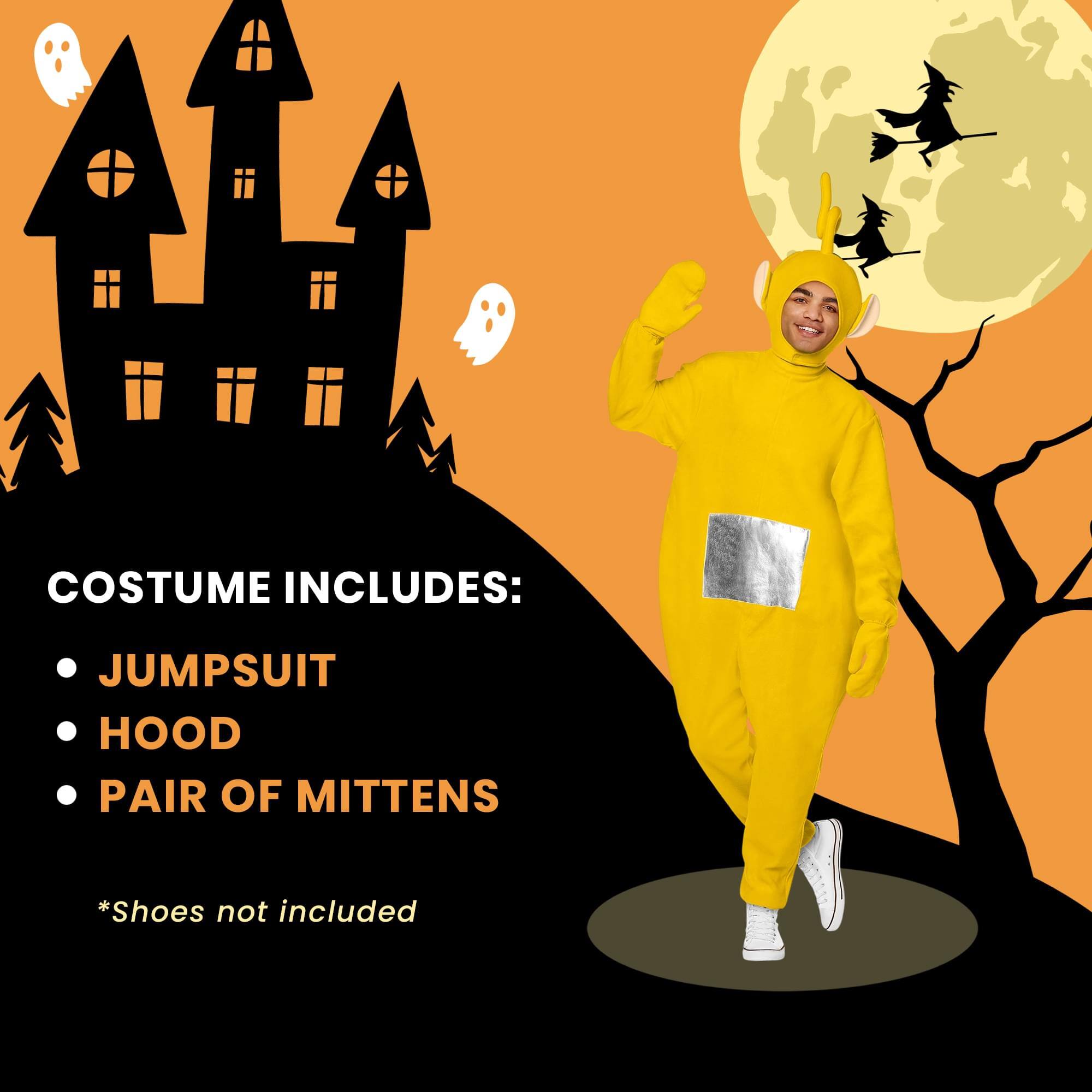 COSTUME INCLUDES:  
- JUMPSUIT  
- HOOD  
- PAIR OF MITTENS  

*Shoes not included