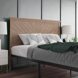 Emma + Oliver - Frenti Herring Bone Wooden Adjustable Headboard Only - Light Brown