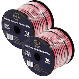 H&A - 16 Gauge Wire AWG Speaker Wires and Soft Touch Cable Wire (100ft Red/Black) Car Speaker Wire, Stereos, Home Theater