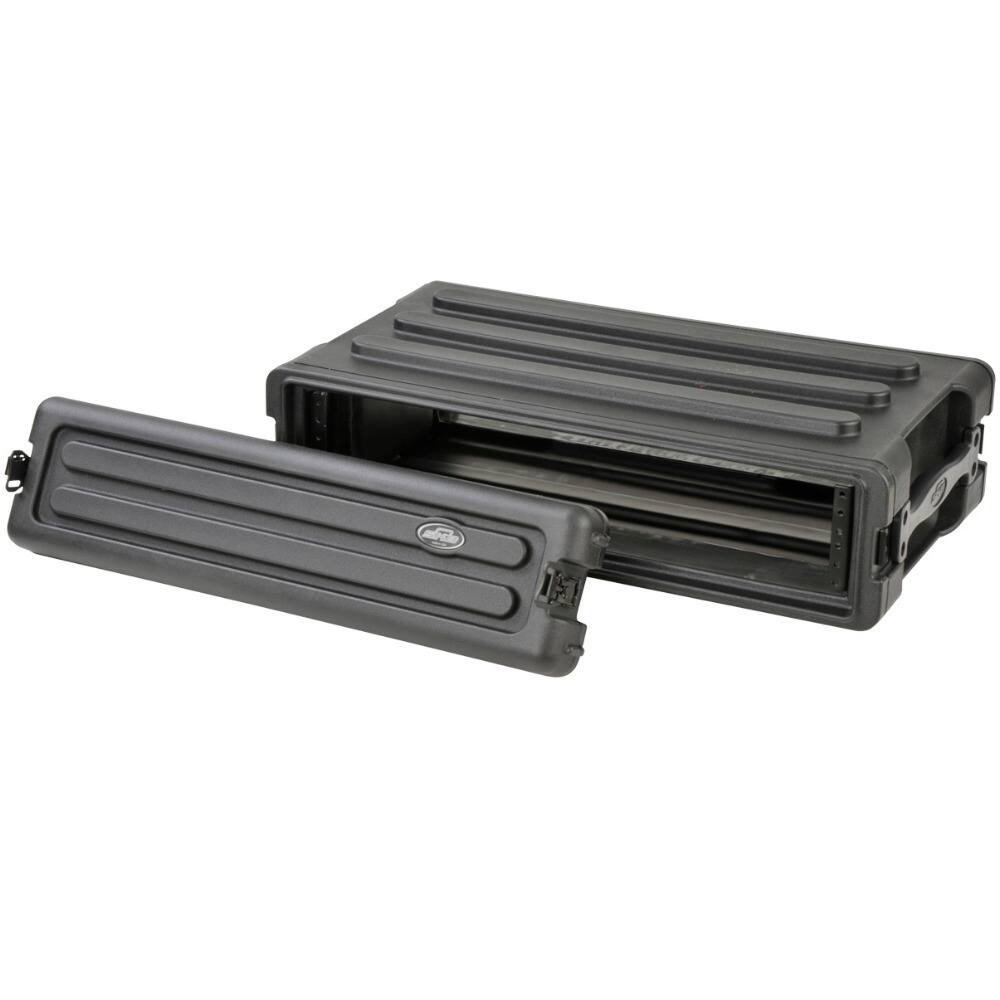 Back. SKB - SKB 2U Shallow Roto Rack Case Gear Protector, Stackable, Waterproof, Black - Black.