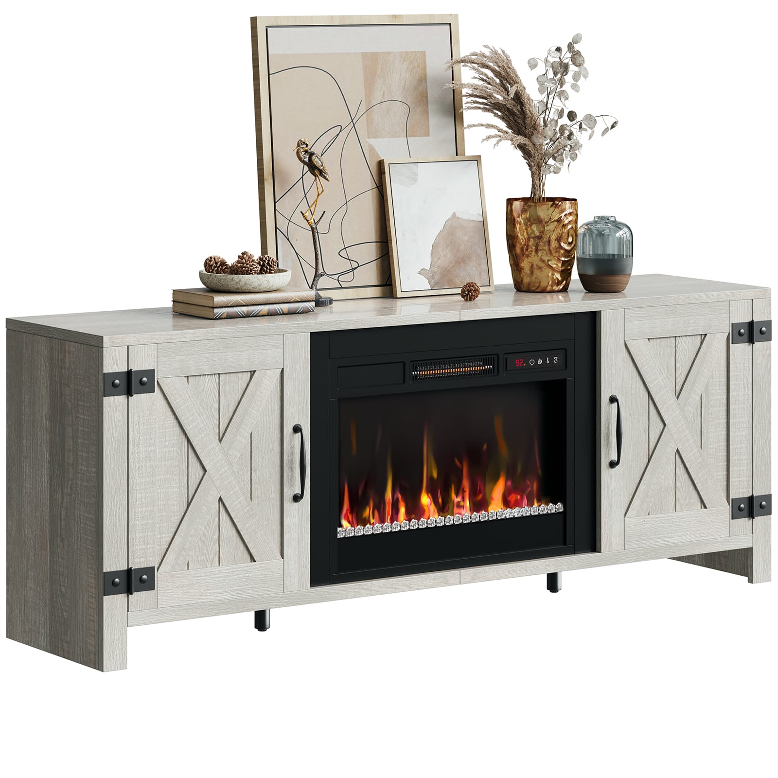 Best Buy: 63'' Fireplace TV Stand with Electric Fireplace Heater ...