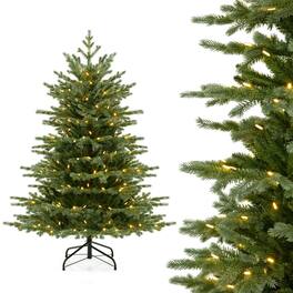 Costway - 5 FT Artificial Christmas Tree with 1426 Lush PVC & PE Tips 200 LED Lights - Green