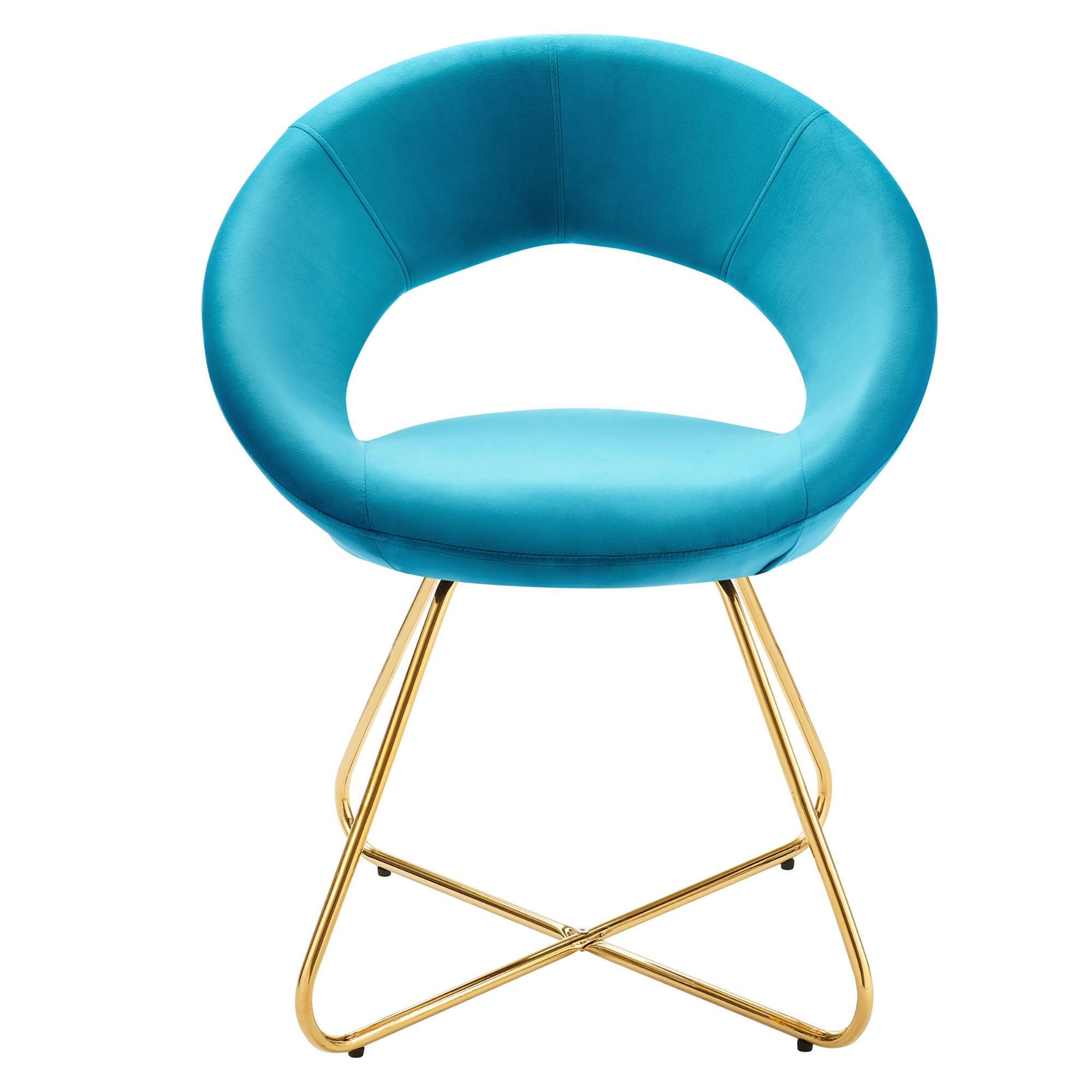Alt View 4. Modway - Nouvelle Performance Velvet Dining Chair Set of 2 by Modway - Gold Blue.