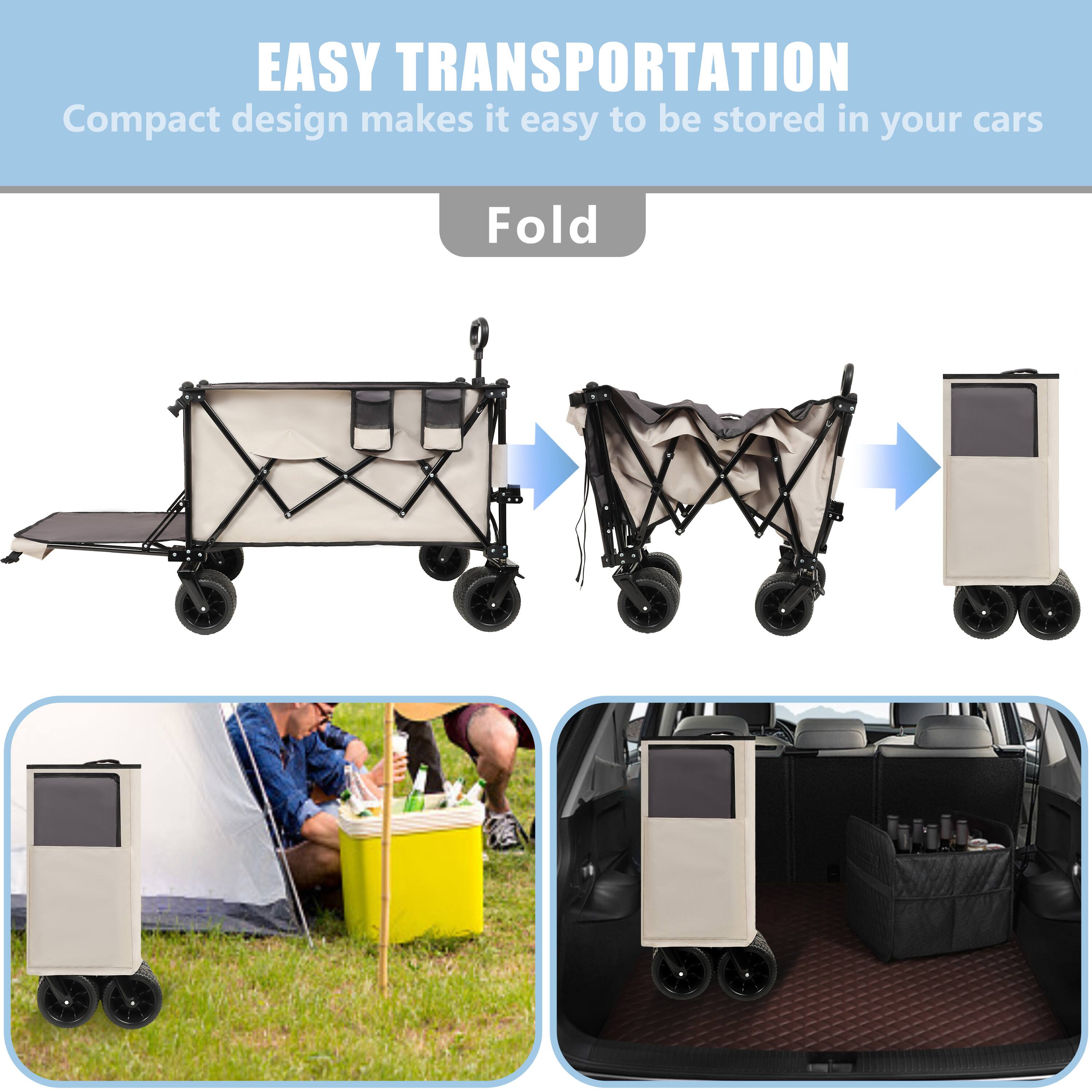 EASY TRANSPORTATION  
Compact design makes it easy to be stored in your cars  

Fold