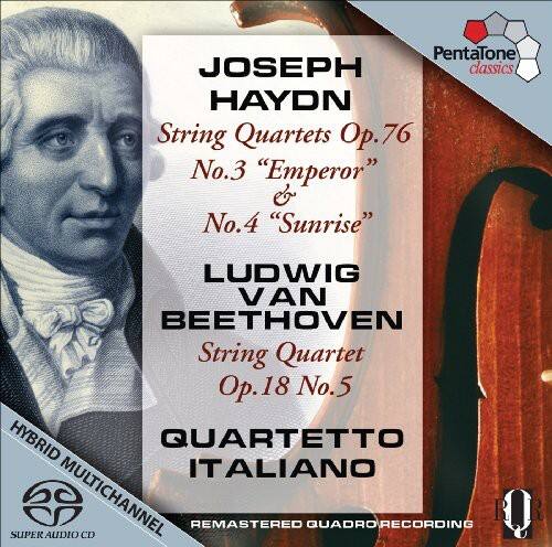PentaTone JOSEPH HAYDN  
String Quartets Op.76  
No.3 "Emperor" & No.4 "Sunrise"  
LUDWIG VAN BEETHOVEN  
String Quartet Op.18 No.5  
QUARTETTO ITALIANO  
HYBRID MULTICHANNEL  
SUPER AUDIO CD  
REMASTERED QUADRO RECORDING