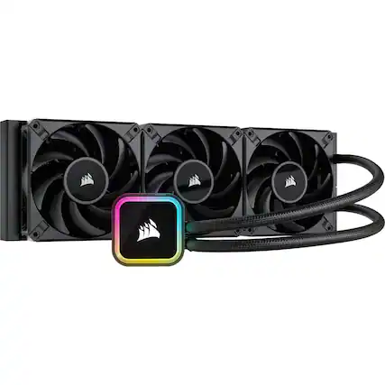 Front. CORSAIR - Corsair iCUE H150i RGB ELITE Liquid CPU Cooler - CW-9060060-WW - Black.
