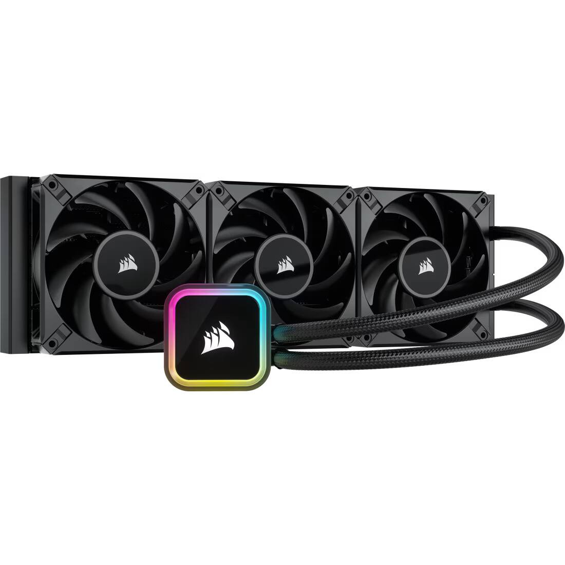 Front. CORSAIR - Corsair iCUE H150i RGB ELITE Liquid CPU Cooler - CW-9060060-WW - Black.