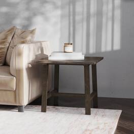 Emma + Oliver - Saul Solid Wood Farmhouse Trestle End Table - Dark Gray