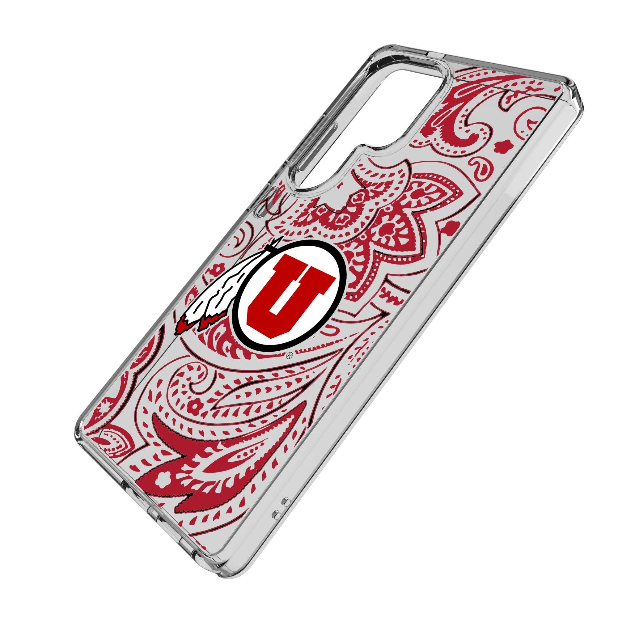 Alt View 1. Keyscaper - Utah Utes Paisley Galaxy Clear Case - S25 - Multicolor.