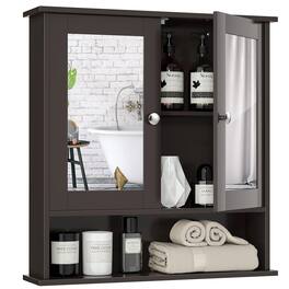 Costway - Wall Mount Mirror Cabinet - Brown