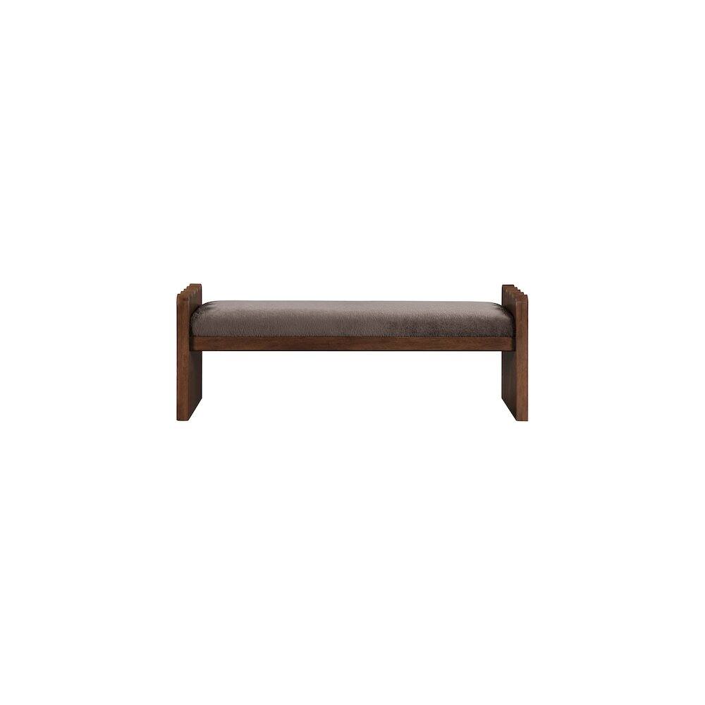 Alt View 2. Meridian Furniture - Sonia Brown Velour Fur Fabric Bench - Brown.