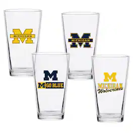 Indigo Falls - Michigan Wolverines 16oz. Collector Pint Glass Four-Set - Multicolor