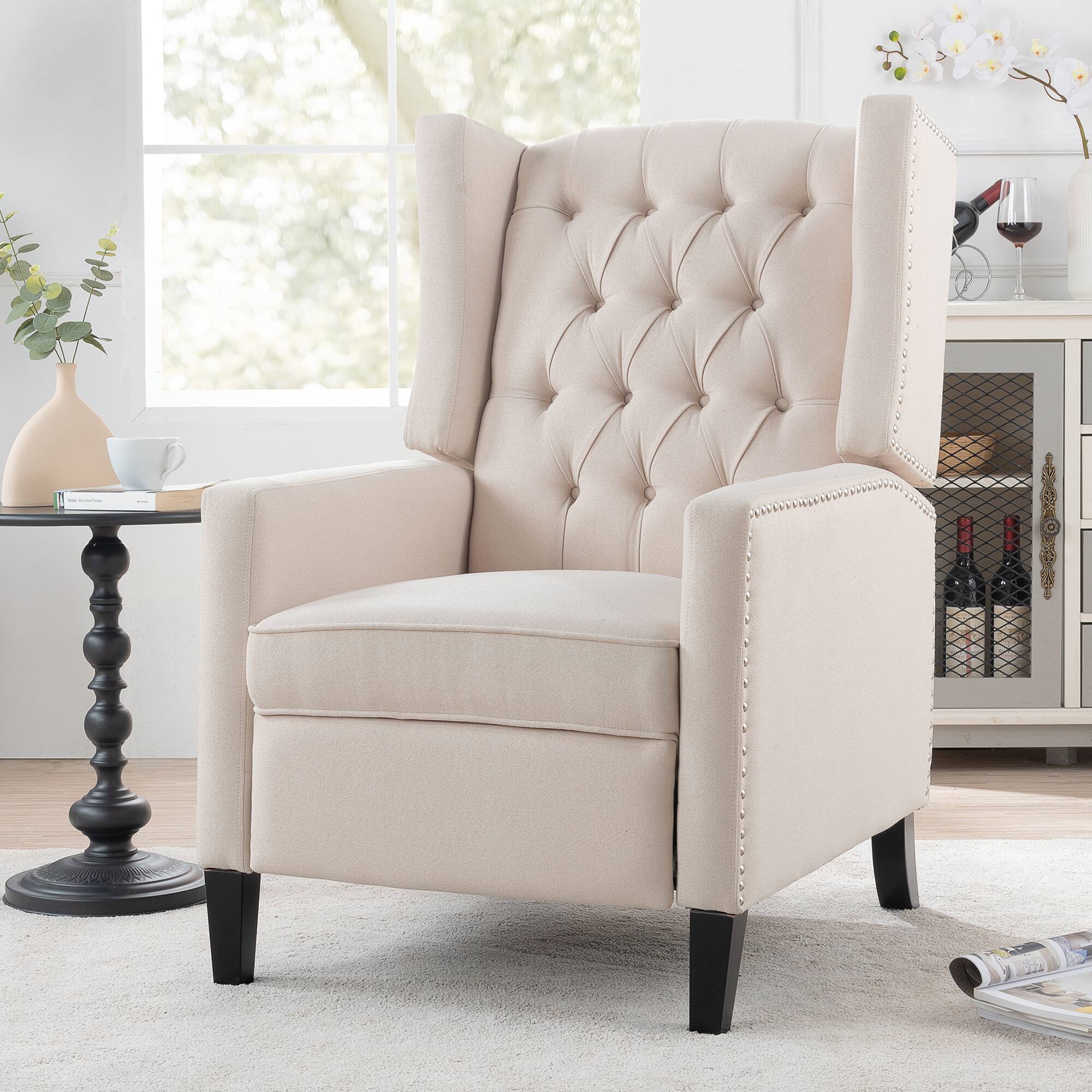 Left. TinyHomie - Manual Wing Chair Recliner - Gray.