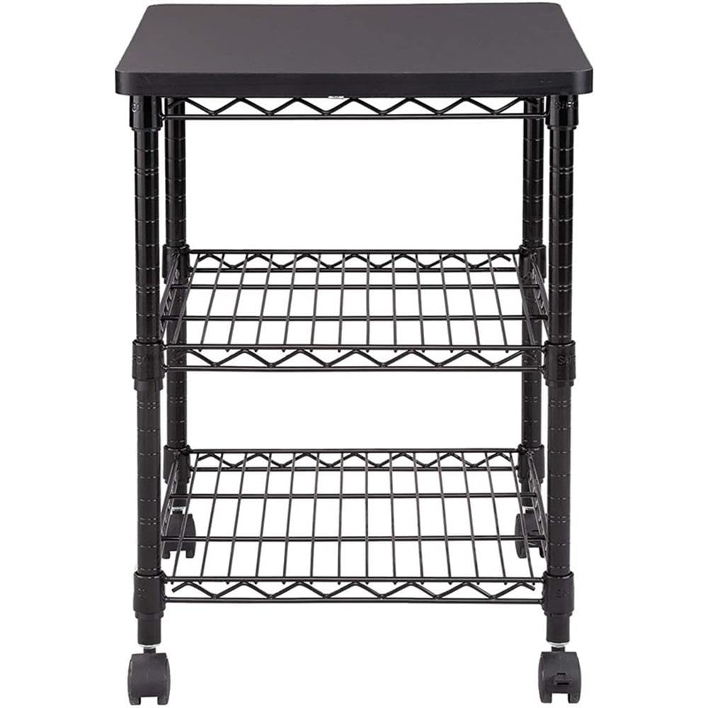 Alt View 3. JETRANSPORT - Deskside 3 Tier Rolling Cart Printer Stand Mobile Utility Table For Home Office With Steel Shelves Black - Default.