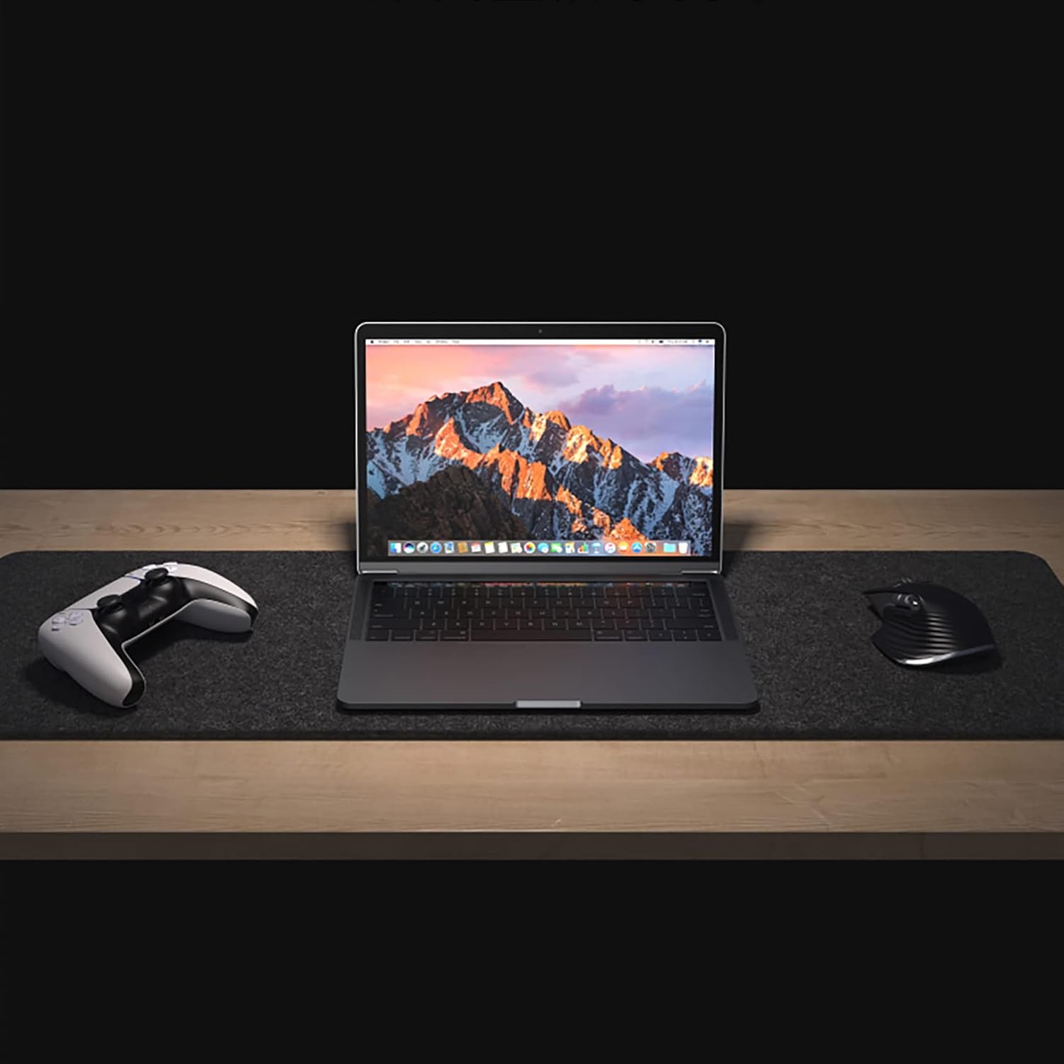 Alt View 1. Core Tech - Felt Desk Mat 36" x 12" with Non-Slip Backing for Keyboard and Mouse - Dark Gray.
