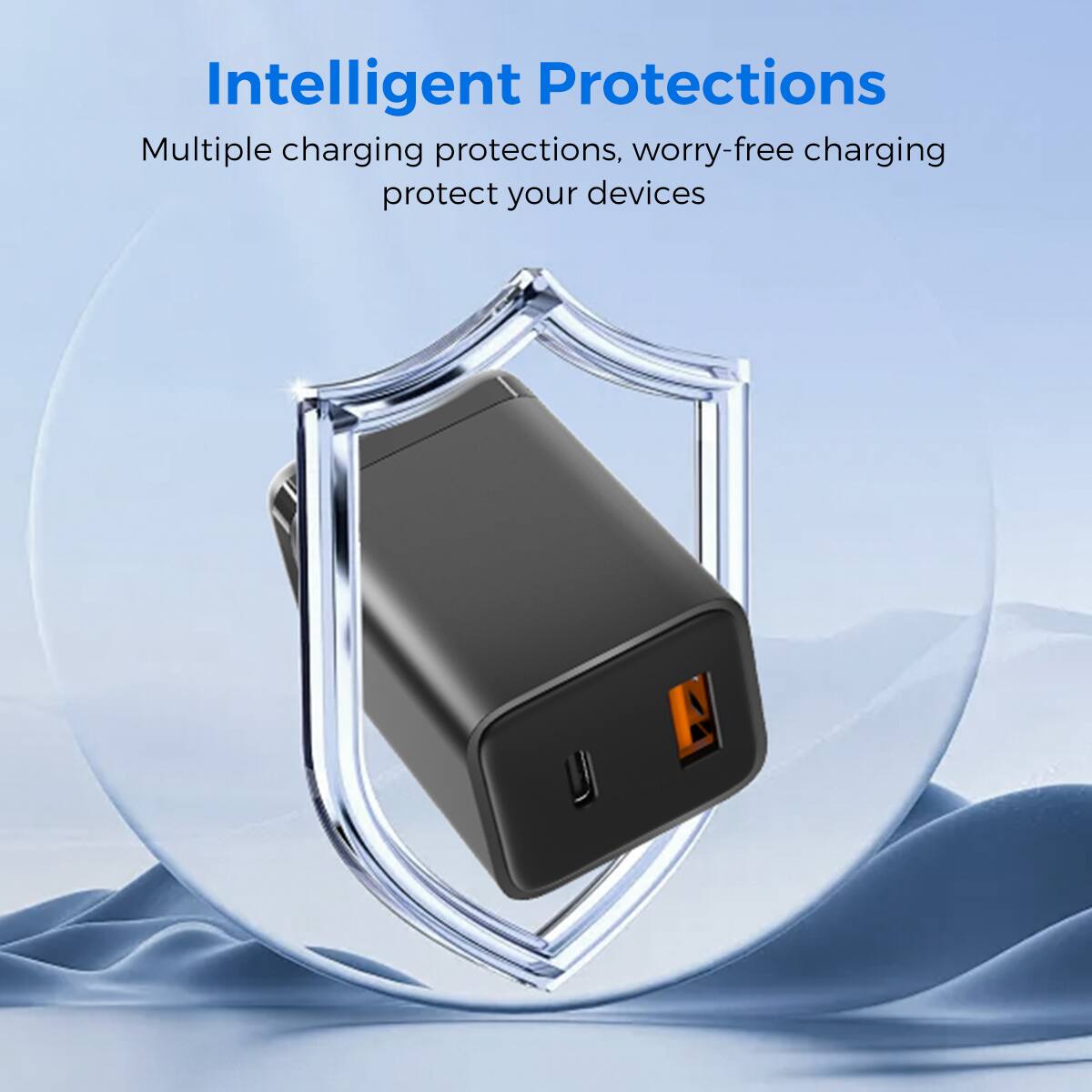 Intelligent Protections, Multiple charging protections, worry-free charging protect your devices.
