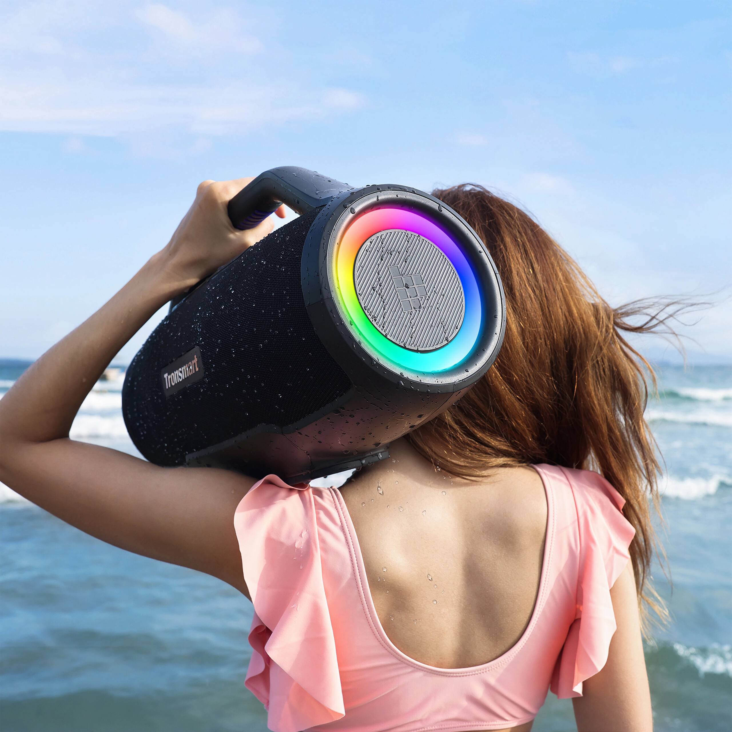 Alt View 14. Tronsmart - Bang Max Portable Bluetooth Speaker, 3-Way 130W Sound, IPX6 Waterproof, 24H Playtime for Outdoor, Party, Camping, Beach - Black.