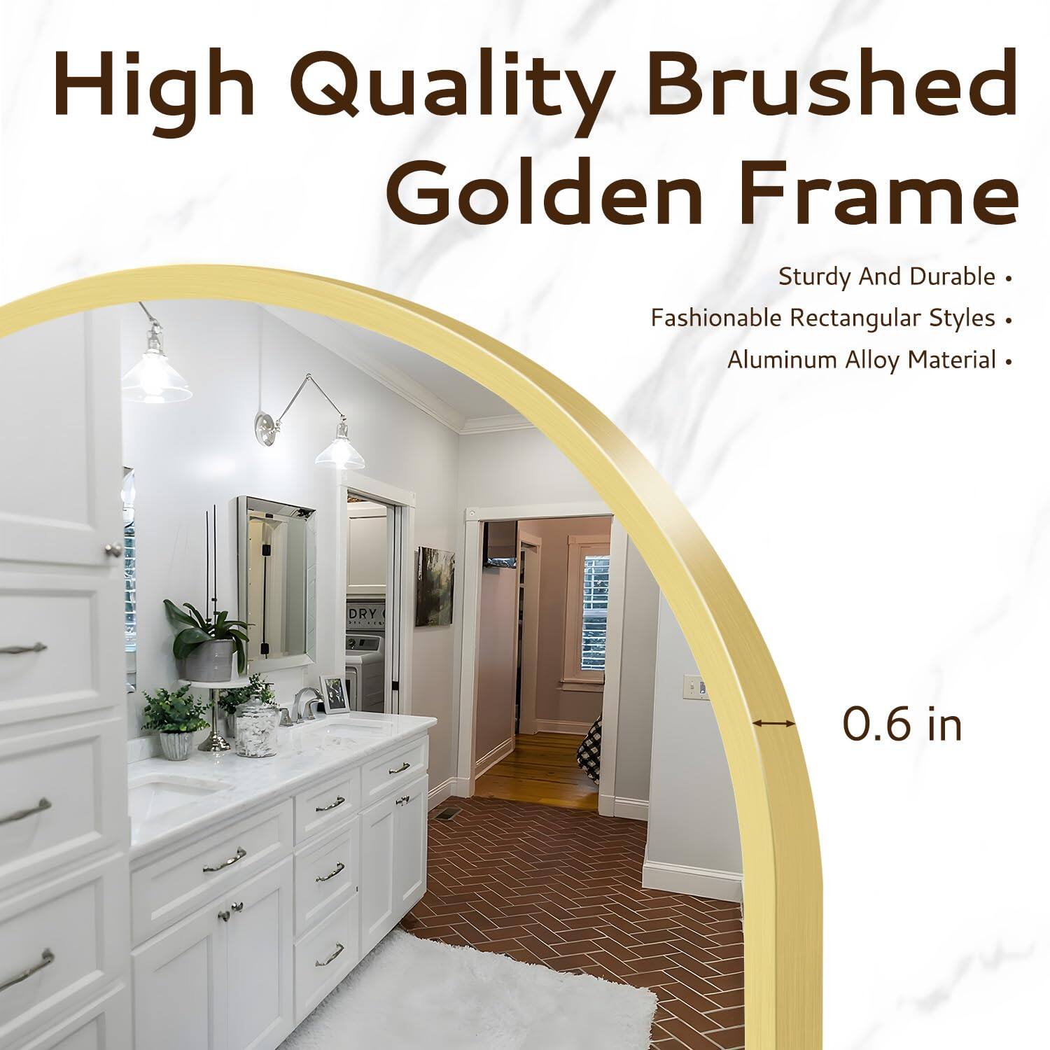High Quality Brushed Golden Frame

Sturdy And Durable  
Fashionable Rectangular Styles  
Aluminum Alloy Material  

0.6 in