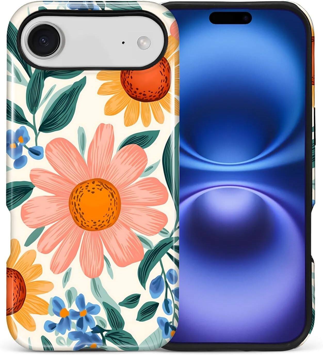 Front. BUBM - Smartphone Case for iPhone Air - 2-Layer Durable Smartphone Protection Case - Retro Flowers.