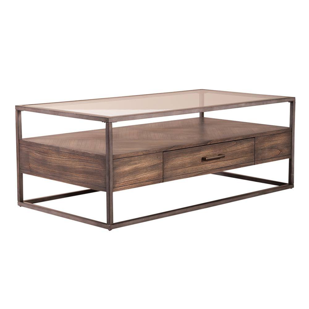 Alt View 2. Liberty Furniture Industries - Jamestown Rectangular Cocktail Table in Tobacco - Brown.