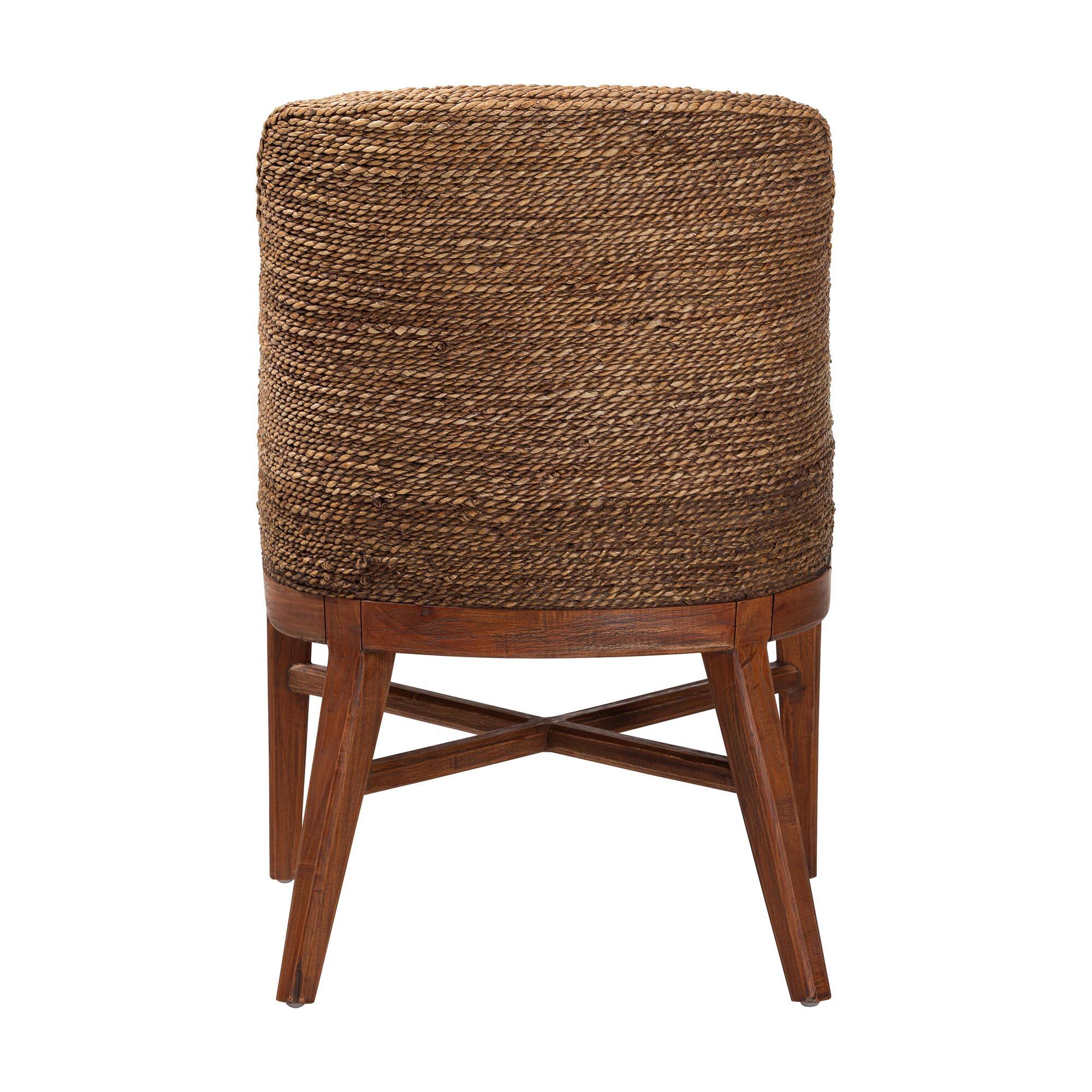 Back. bali & pari - Jasper Seagrass Dining Chair with Mahogany Wood Frame - Accent Chair with Woven Wingback and Cushioned Seat - Brown Wash.
