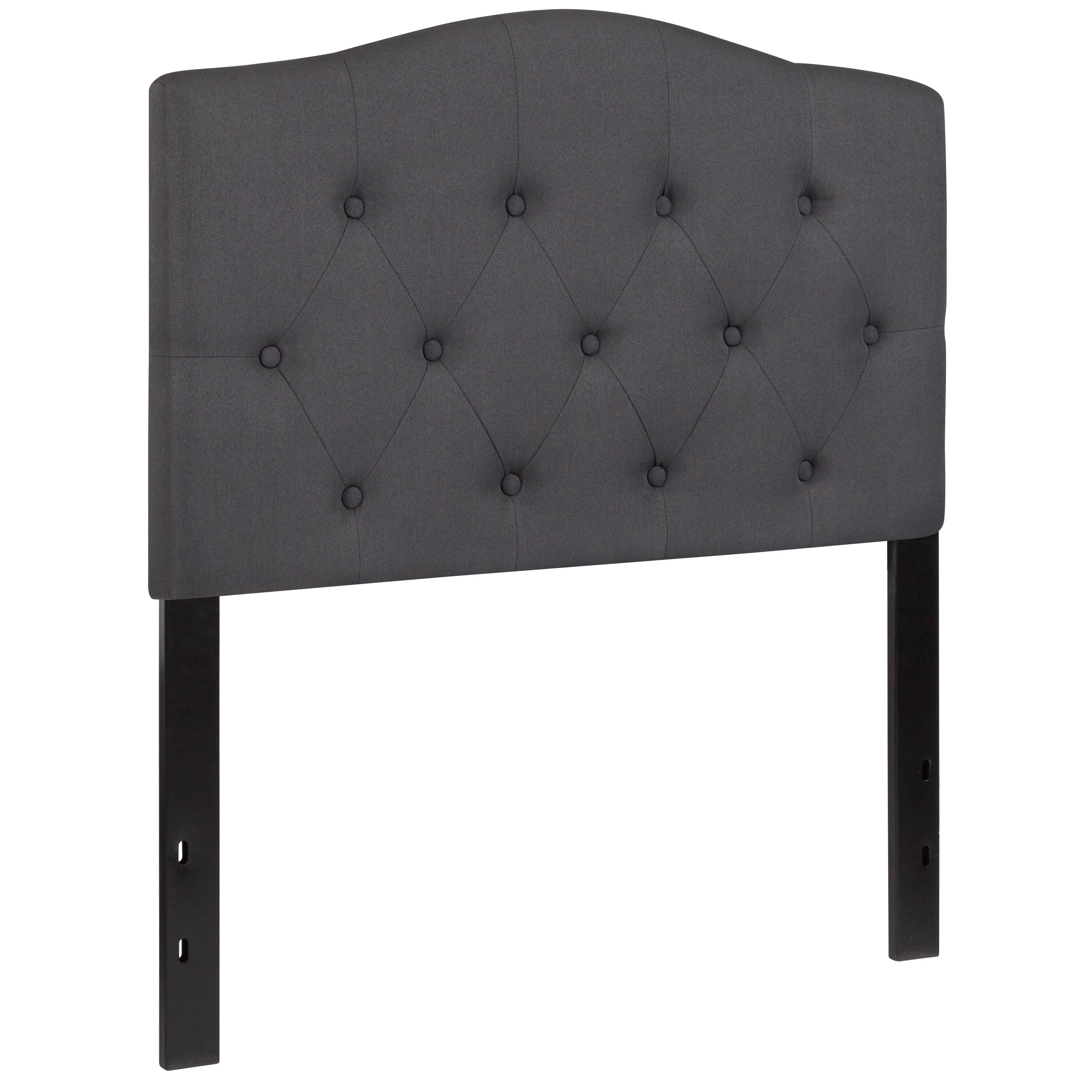 Alt View 1. Emma + Oliver - Arched Button Tufted Upholstered Headboard - Dark Gray.