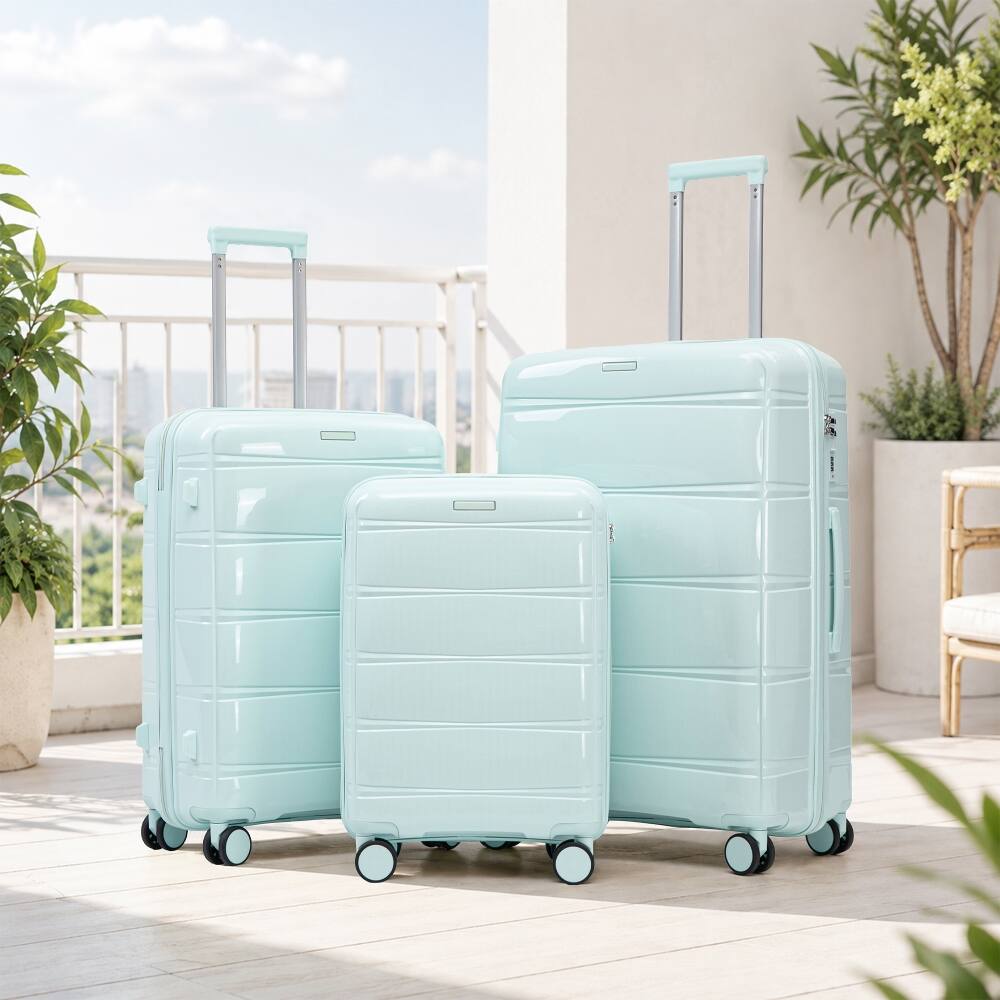 Alt View 10. Ropilly - Ropilly 3 Piece Luggage Set Mint Green Hard Case Luggage Polypropylene Travel Trunk Set with Spinner Wheels - Mint Green.