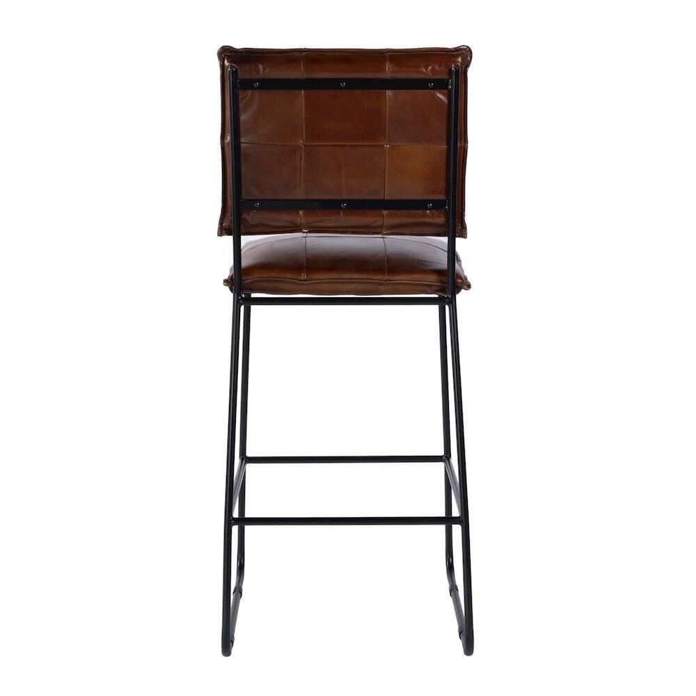 Angle. Butler Specialty - Niles Leather and Iron Bar Stool - Brown,Black.