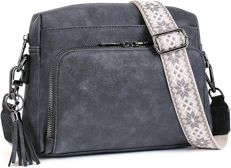 Front. Vulpecula Spade - Crossbody Purses for Women Trendy,Vegan Leather Medium Crossbody Bag,Women's Crossbody Travel Purse Built in Wallet - Dark Gray.