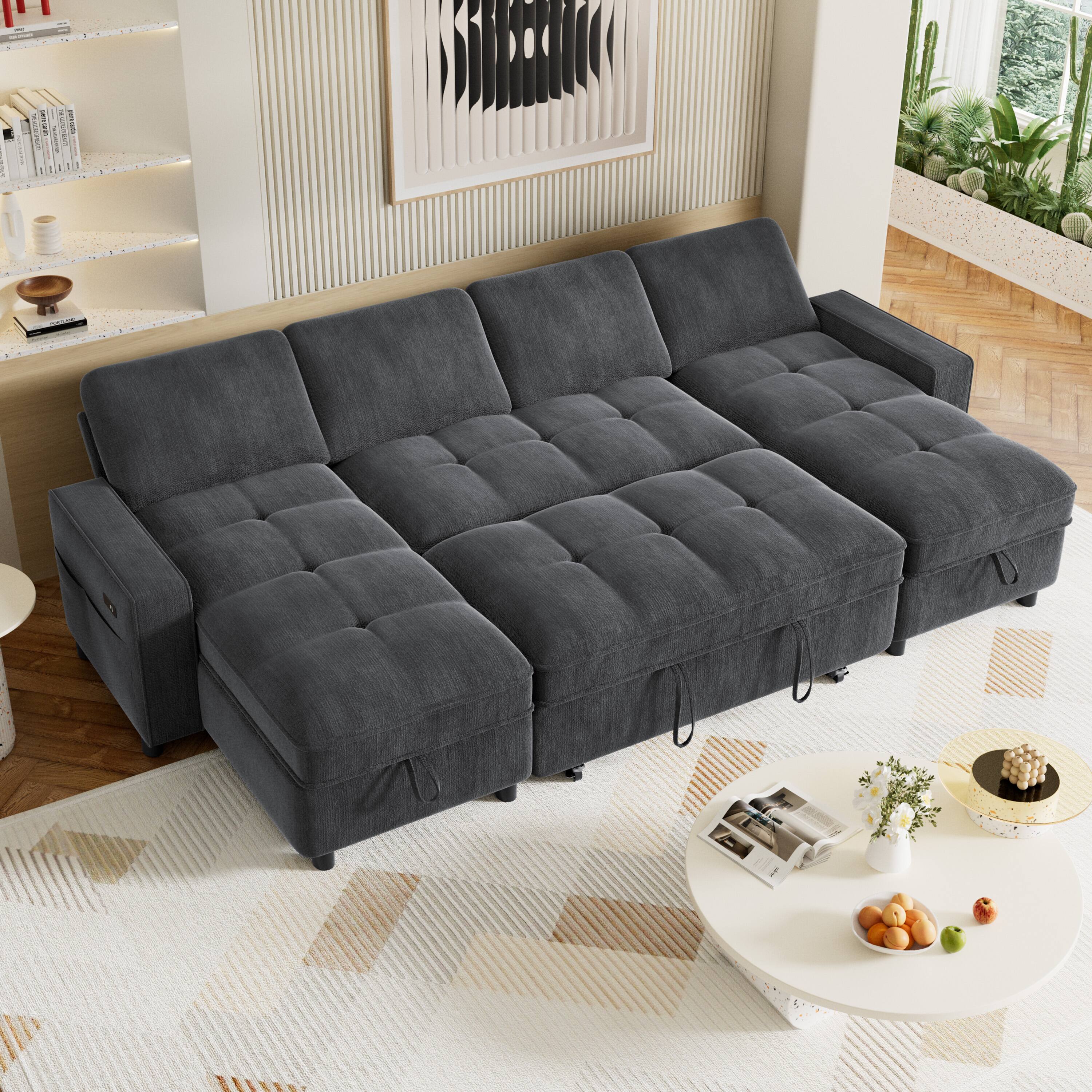 Alt View 2. Dyonery - Dyonery 104-inch open-top broaching machine, adjustable backrest, equipped with usb charging, four seats, grey - Grey.