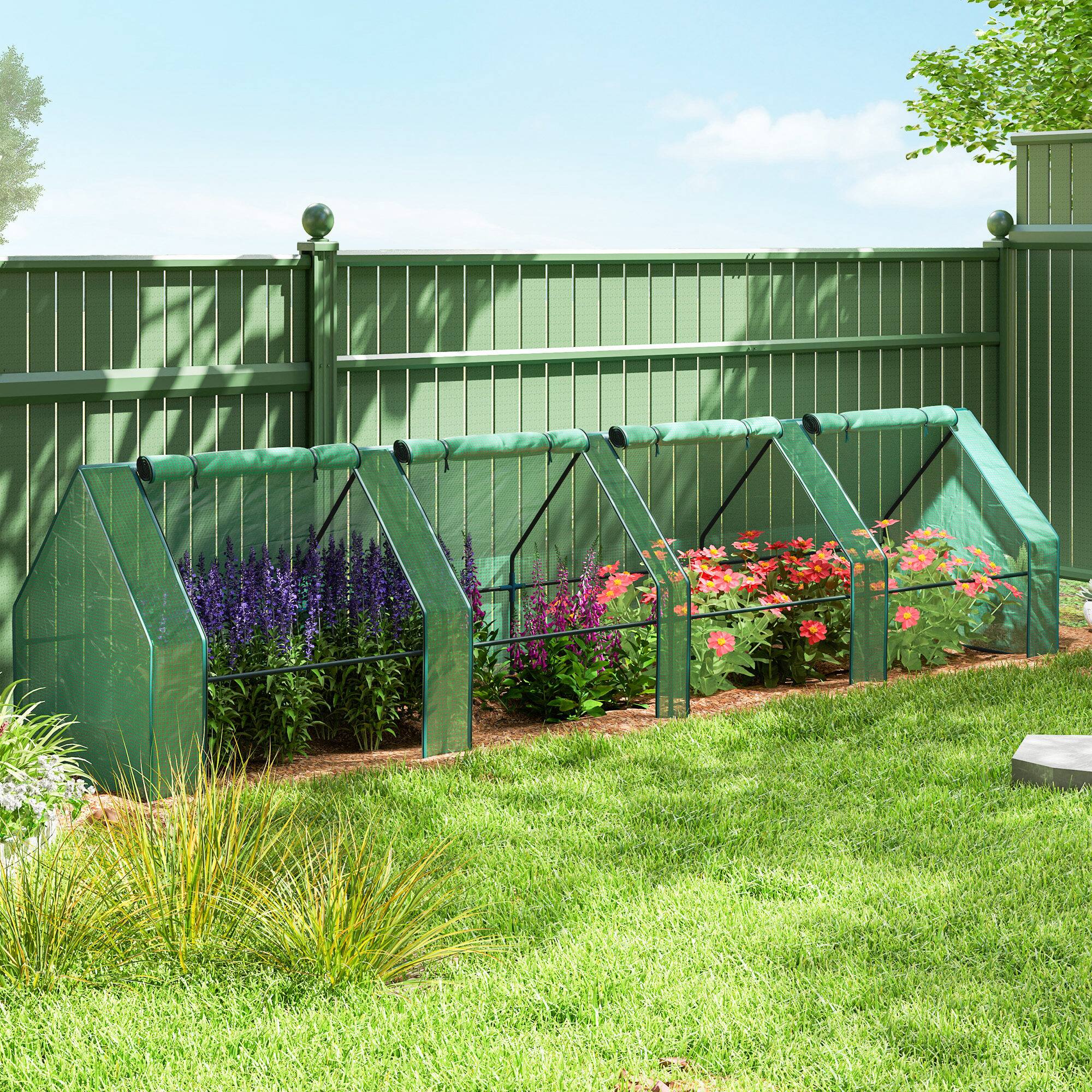 Alt View 1. Outsunny - Mini Greenhouse, Outdoor Garden with Large Zipper Doors and Water/UV PE Cover - Green.