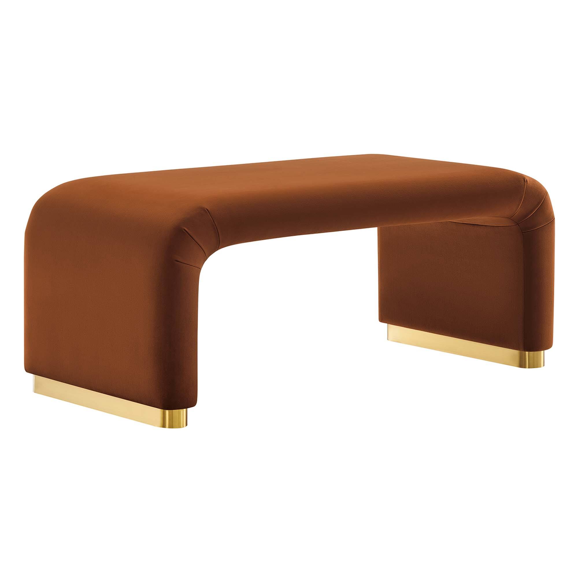 Angle. Modway - Koda Performance Velvet Waterfall Ottoman by Modway - Brass Rust.