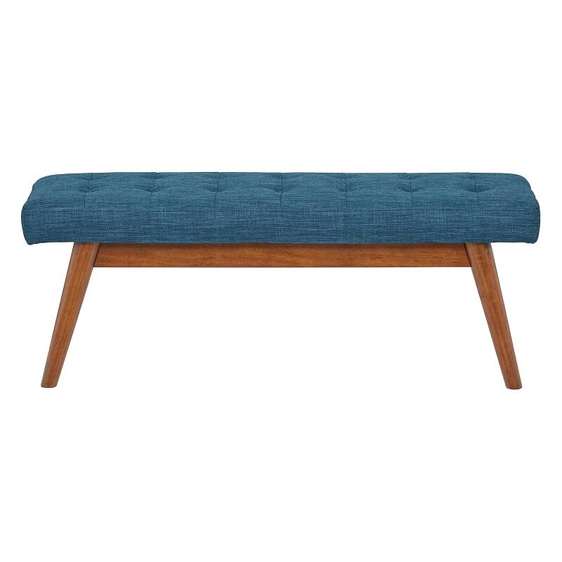 Alt View 3. Lumina Wise - Modern Upholstered Button-Tufted Ottoman Bench - Navy Blue.