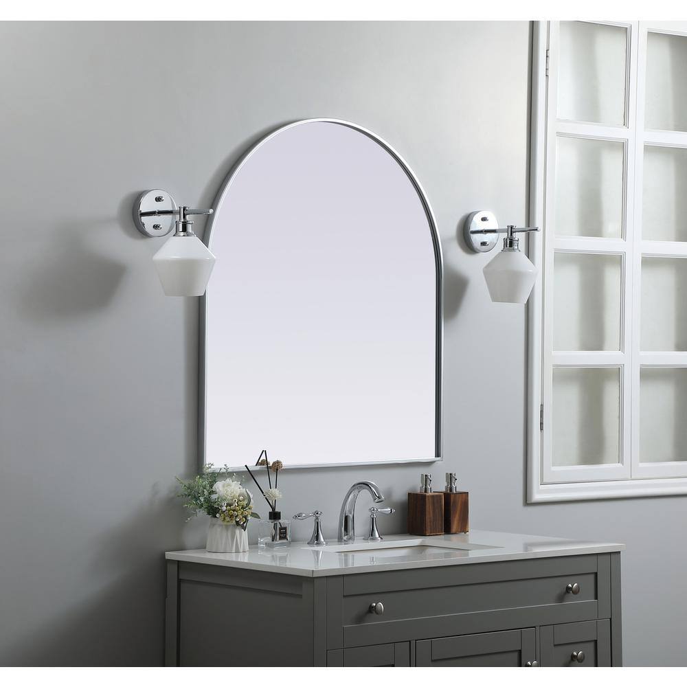 Alt View 4. Elegant Decor - Metal Frame Arch Mirror 33x36 Inch in Silver - Silver.