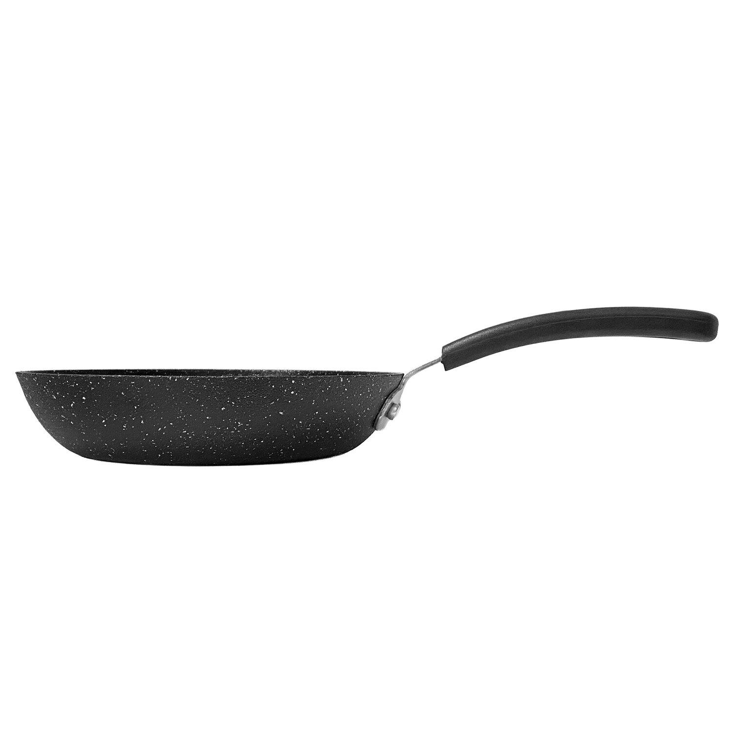 Back. THE ROCK by Starfrit - Terra Marble Non-Stick Fry Pan 12" with Bakelite Handle - Black.