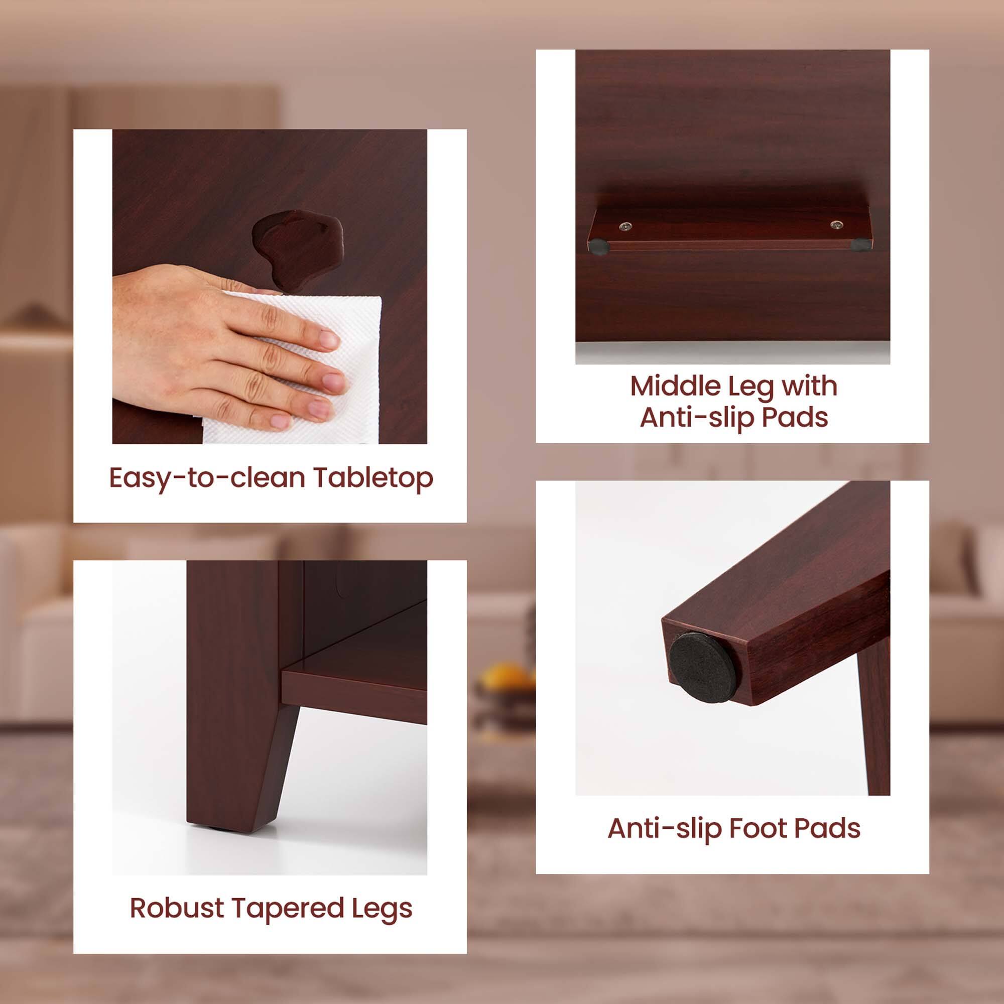 Middle Leg with Anti-slip Pads Easy-to-clean Tabletop Anti-slip Foot Pads Robust Tapered Legs
