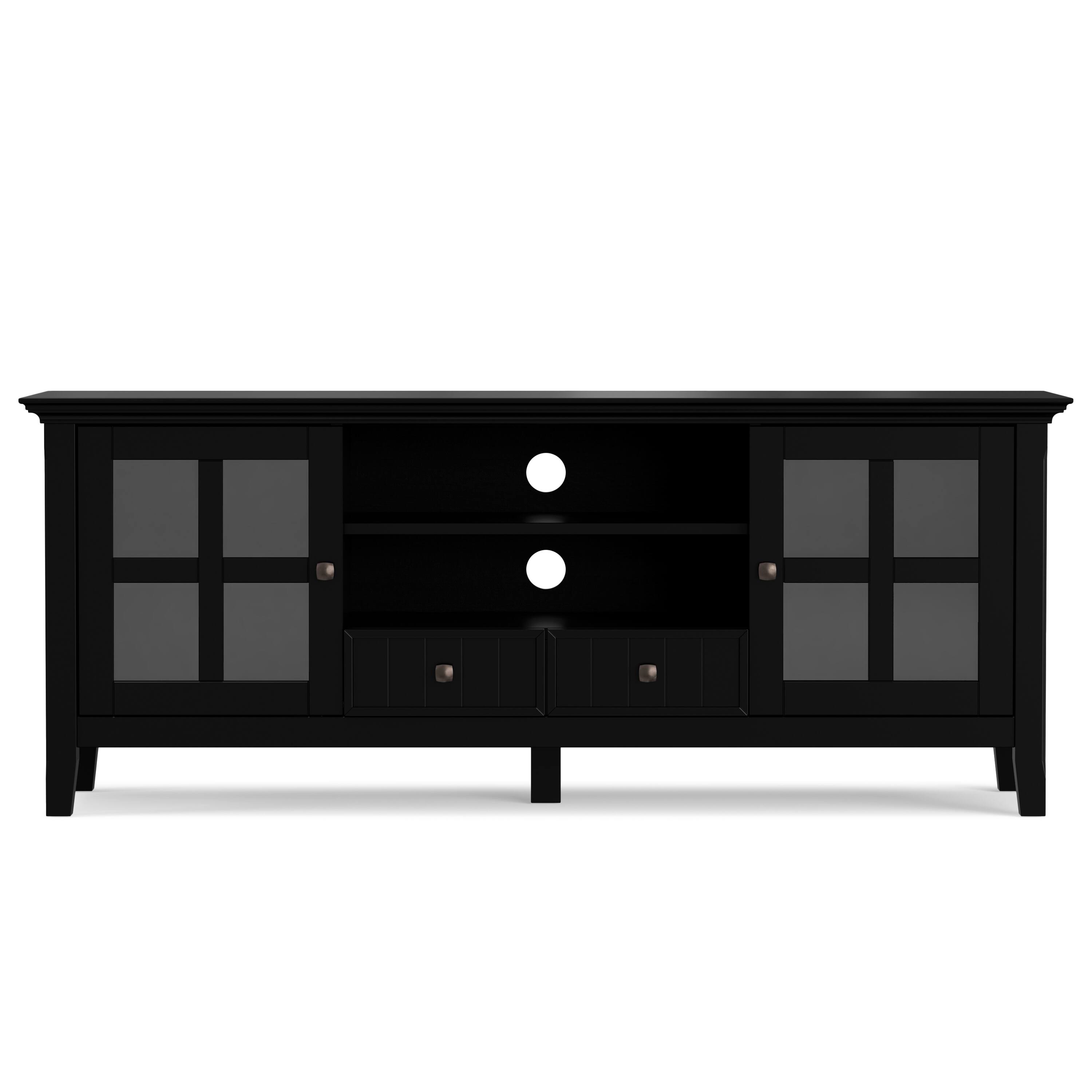 Left. Simpli Home - Acadian 60 inch TV Stand with 26 inch 5 Shelf Bookcases (Set of 3) - Black.