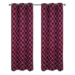 RT Designers Collection - RT Designer Collection Gable Embroidered Blackout Luxurious Decorative Grommet Curtain Panel 54" x 95" - Burgundy