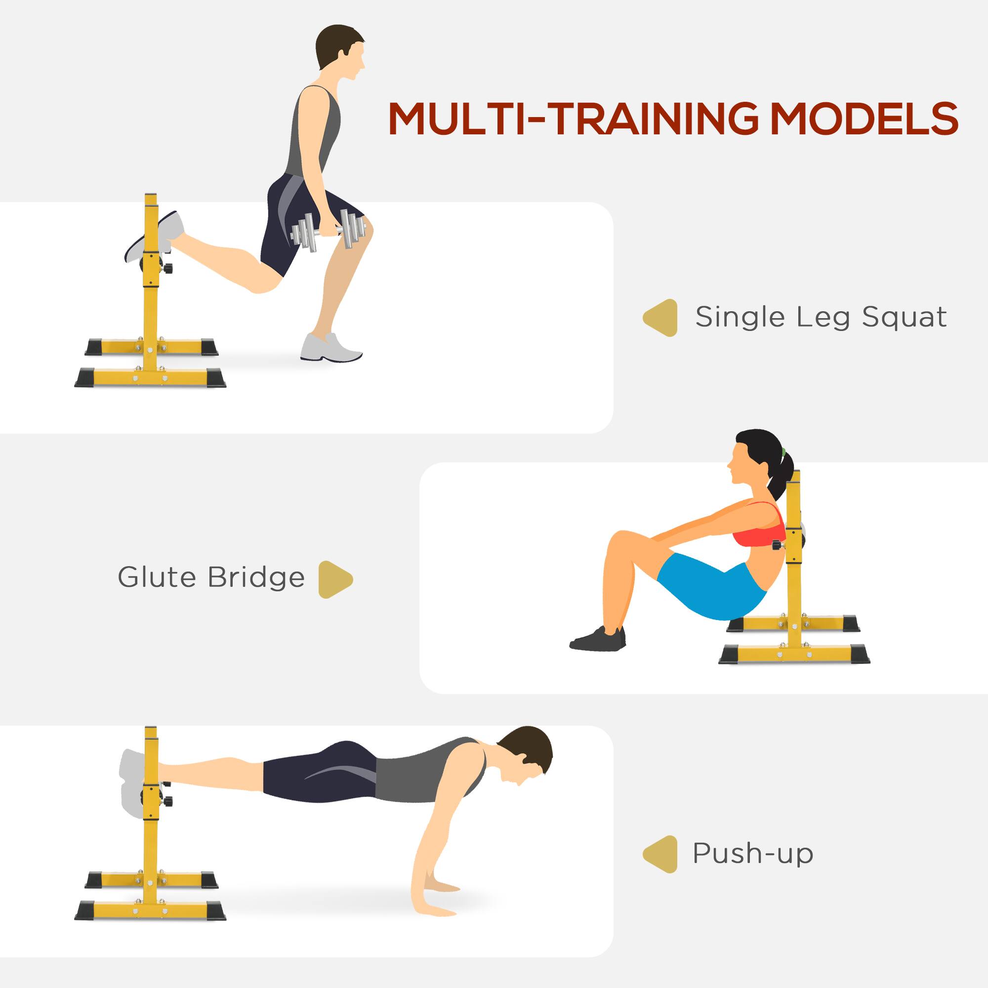 MULTI-TRAINING MODELS

- Single Leg Squat
- Glute Bridge
- Push-up