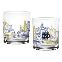Indigo Falls - Notre Dame Fighting Irish Two-Pack 14oz. Campus Line Art Glass - Multicolor