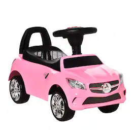 Aosom - Kids Ride On Push Car, Foot-to-Floor Walking Sliding Toy Car, Working Horn, Music, Headlights, Storage