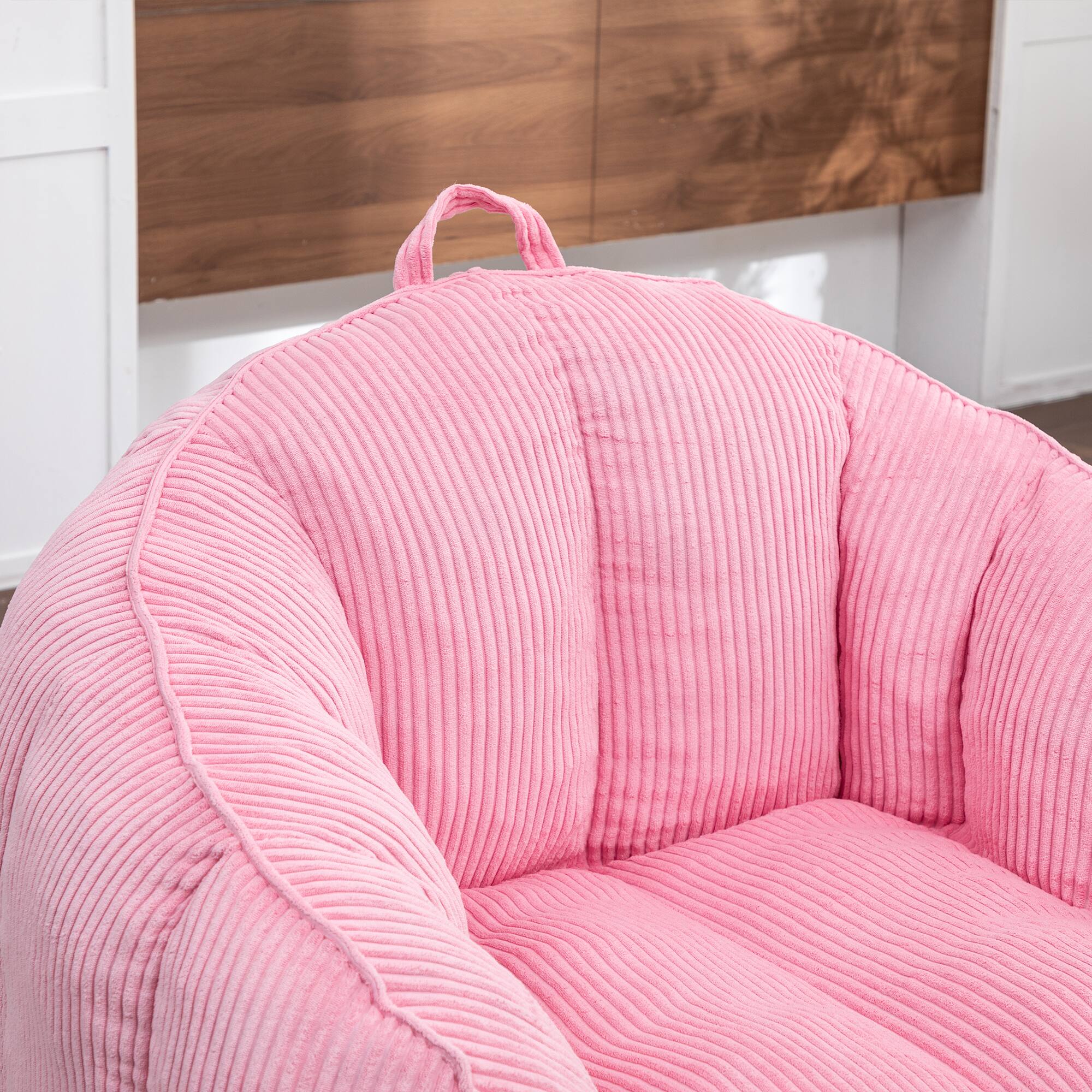 Alt View 7. LOVMOR - 39 Inch Corduroy Bean Bag Chairs For Living Room Bedroom Apartment Textured Ribbed Cozy Indoor Seating Comfort - Pink.