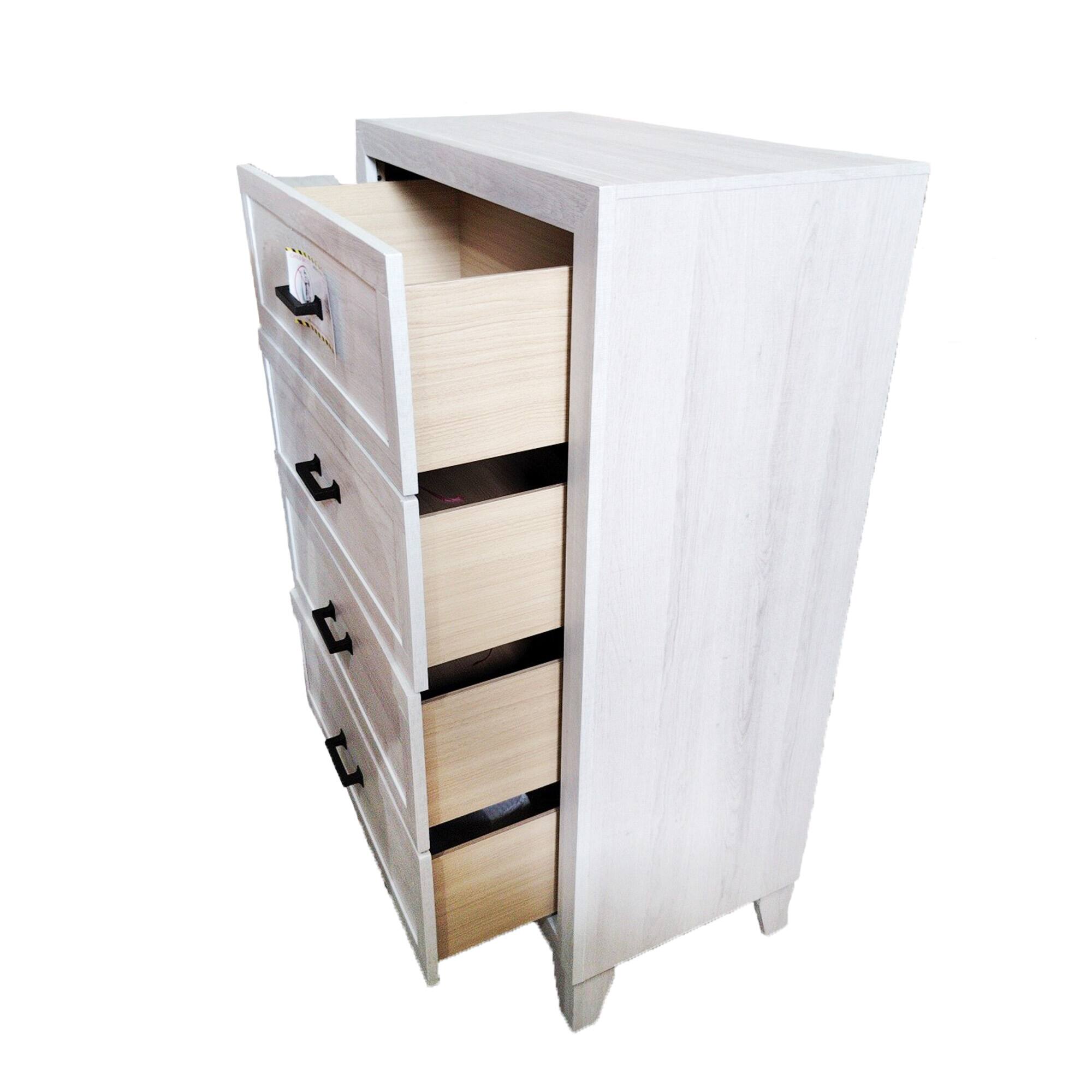 Angle. Vaczon - 4 Drawer Dresser, Chest of Drawers for Bedroom Storage, Organizer for Clothes, Storage Cabinet for Bedroom, Living Room - White Wash.