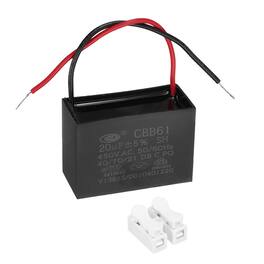 Unique Bargains - 20uF CBB61 Ceiling Fan Capacitor, AC 450V 2 Wires with Terminal Blocks for Pump Motor Generator Blower - Black