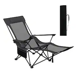 Boyel Living - Reclining Camping Chair with Removable Footrest and Adjustable Backrest - Gray