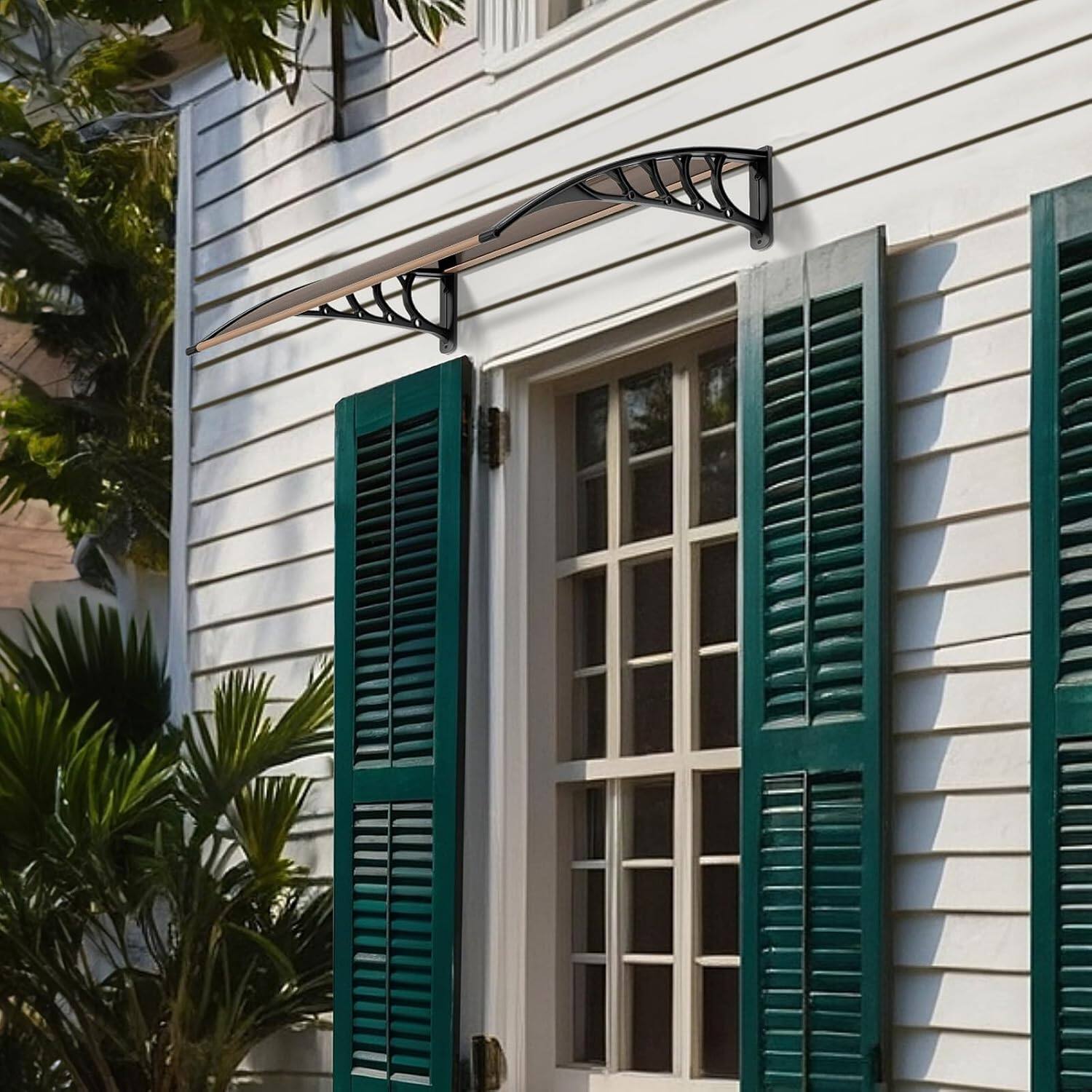 Angle. Winado - Window Awning Door Canopy Exterior, 32" x 40" Awnings for Doors Polycarbonate Cover Patio Door Awning Rain Snow Sunlight.