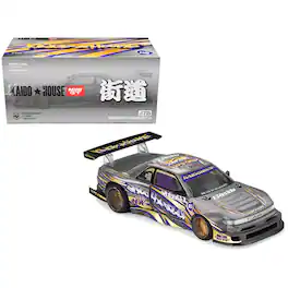 True Scale Miniatures - Nissan Silvia S13-R "Kaido Drift V1" RHD Gray Metallic with Graphics "Kaido House" Special 1/64 Model Car by Mini GT